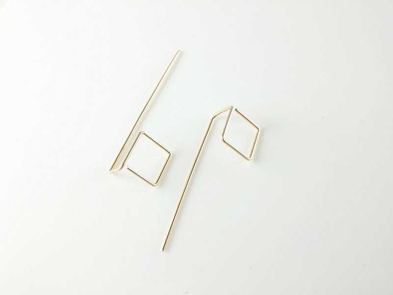 Light earrings earrings 14K coated gold wire architectural series ATE003 - ต่างหู - โลหะ สีทอง