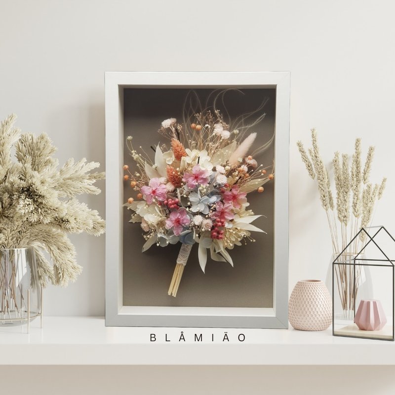 立體永生花框 - 花影時光(悸) - 乾燥花/永生花 - 植物．花 粉紅色