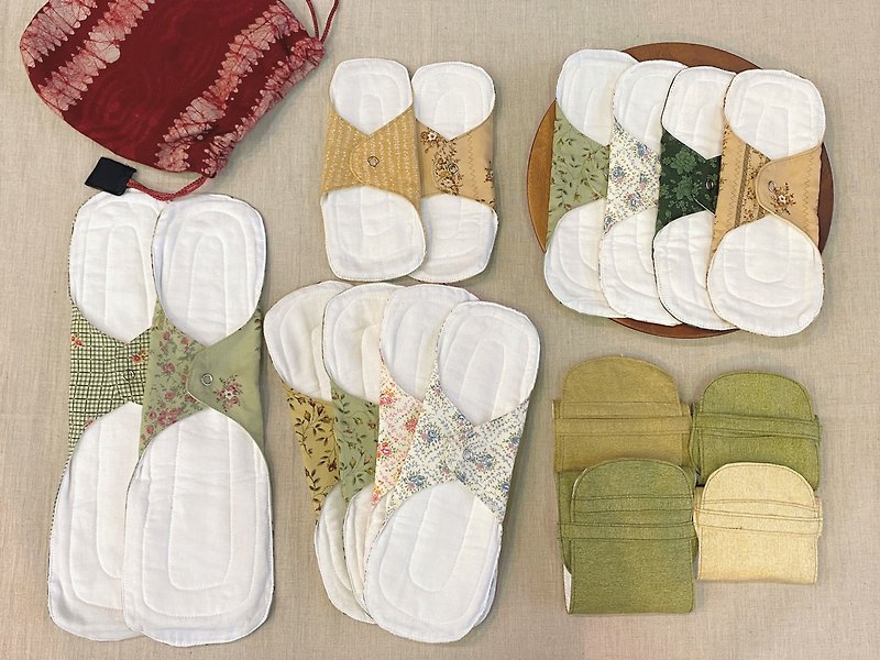 Cloth sanitary napkins set of 17 pieces for one menstrual period - ของใช้ส่วนตัวผู้หญิง - ผ้าฝ้าย/ผ้าลินิน 