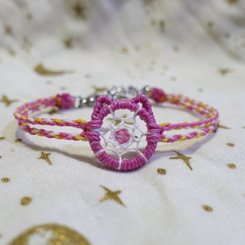 Catcher Meow Rose│Cat Dream Catcher│Watch Bracelet│Waterproof Material - Bracelets - Waterproof Material Pink