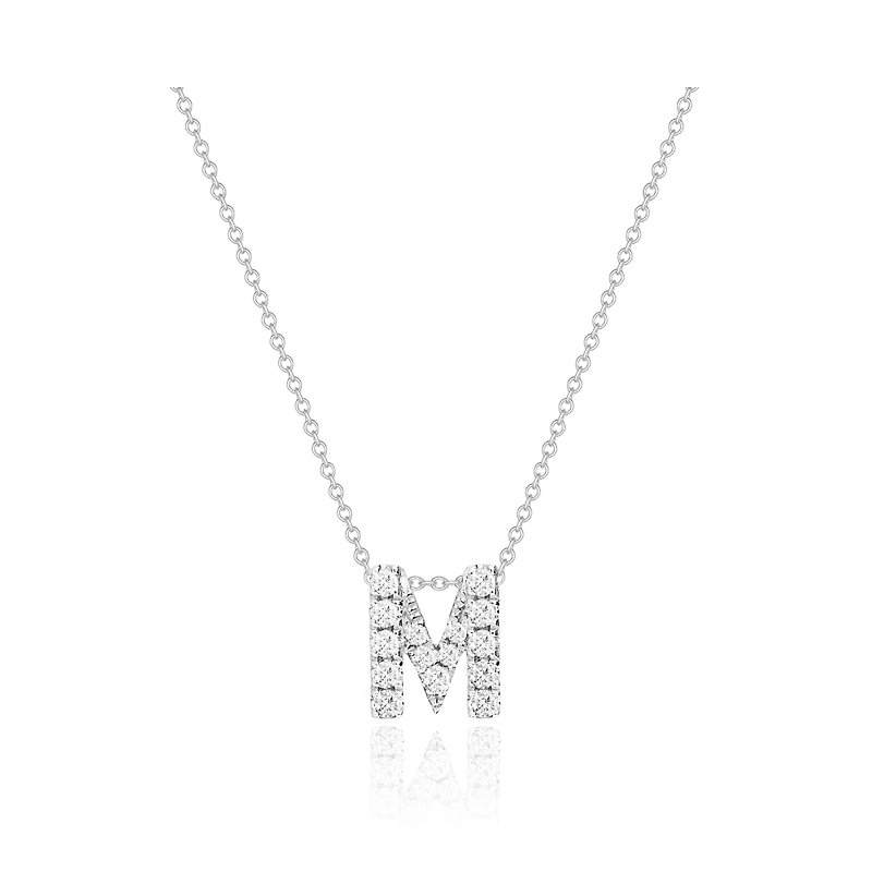 M-Alphabet Necklace | 14K Gold Real Diamond Necklace - Necklaces - Diamond 