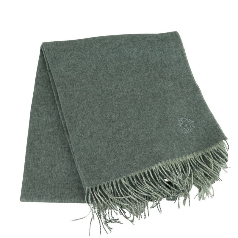 Hermes Cashmere Gray 180cm - 01451 - ผ้าพันคอ - วัสดุอื่นๆ สีเทา