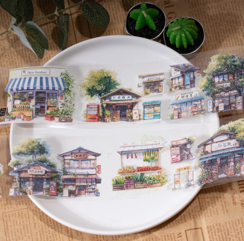 街景 PET 紙膠帶 - 紙膠帶/和紙/PET - 其他材質 多色