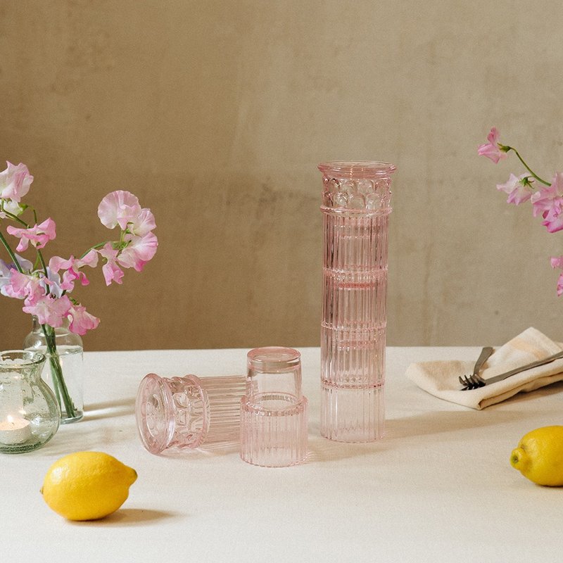 DOIY / Greek Doric stacking cups-pink, blue, transparent - Cups - Glass Pink