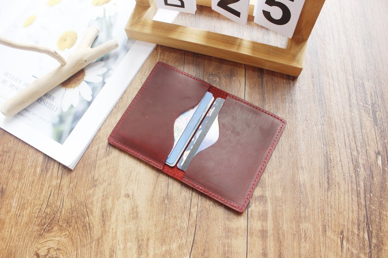 Genuine leather card holder business card holder wallet bank card storage clip card bag wallet card holder 18K-105 - กระเป๋าสตางค์ - หนังแท้ สีเทา