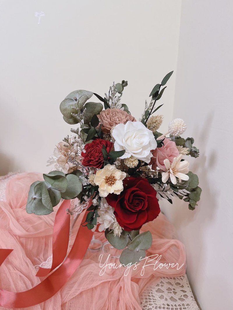 永生捧花 登記結婚捧花 - 乾燥花/永生花 - 植物．花 紅色