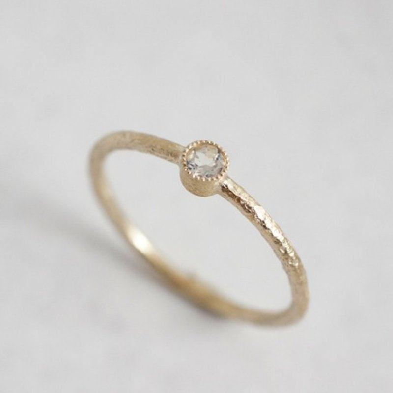 K18 Moon stone birthstone ring [R050K18MS] - 戒指 - 寶石 