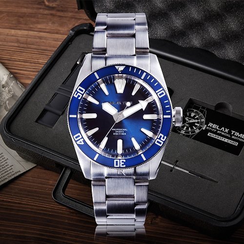 米朵貝菈．時光的禮物 RELAX TIME 海神系列 300米潛水機械腕錶 (RT-77-2) 銀x