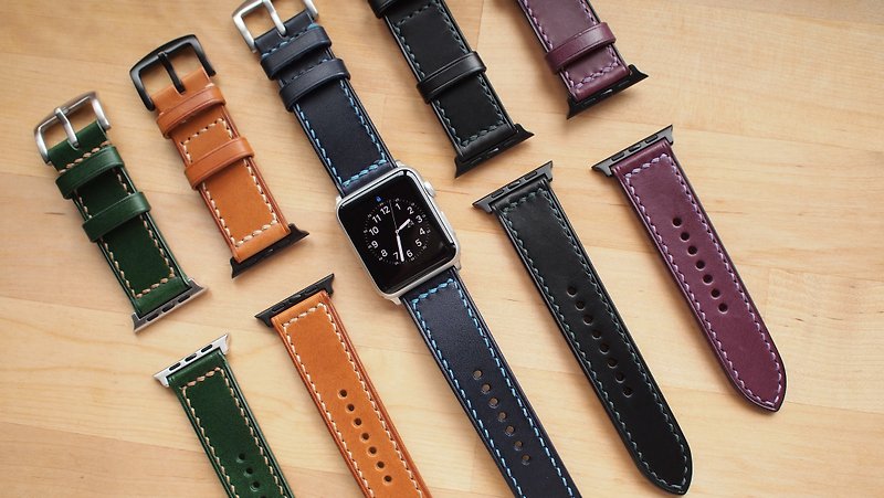 Apple Watch leather strap customization - สายนาฬิกา - หนังแท้ หลากหลายสี