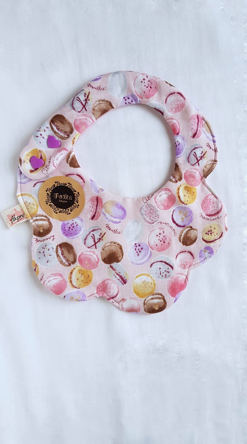 Macaron-pink-eight layers of yarn 100% cotton double-sided modeling bib. Saliva towel - ผ้ากันเปื้อน - ผ้าฝ้าย/ผ้าลินิน สึชมพู
