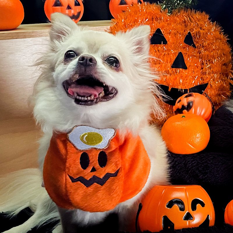 2023 Halloween Collection Pet Treat Bib (Orange-Pumpkin) - 寵物衣服 - 其他材質 橘色