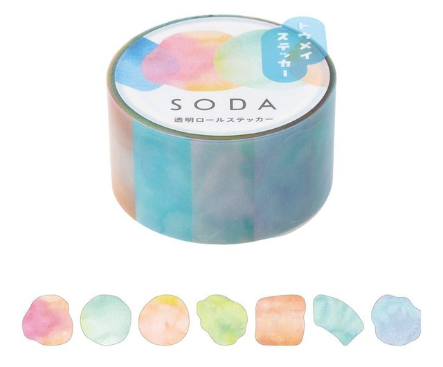 HITOTOKI】SODA 透明PETロールテープ シングルステッカー 20MM カラー 