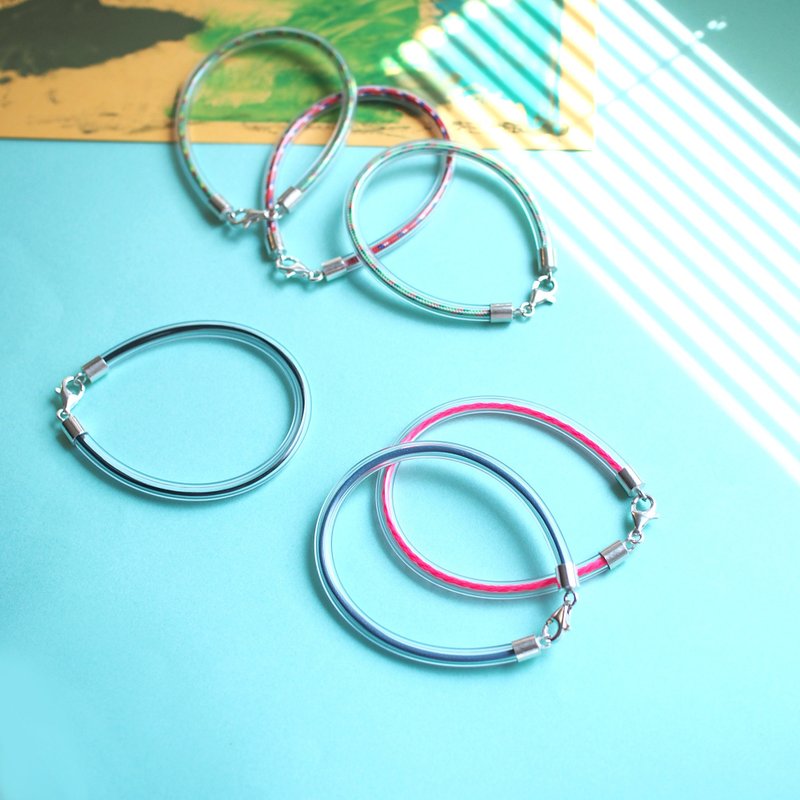 選べる PVC + コード クリア メンズ ブレスレット SV925留め具 - ネックレス - 金属 多色