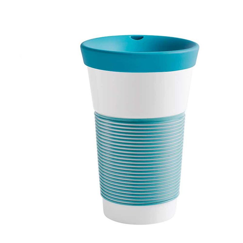 Cupit coffee to go mug 0,47 l Magic Grip green lagoon (with lid) - แก้วมัค/แก้วกาแฟ - เครื่องลายคราม สีเขียว