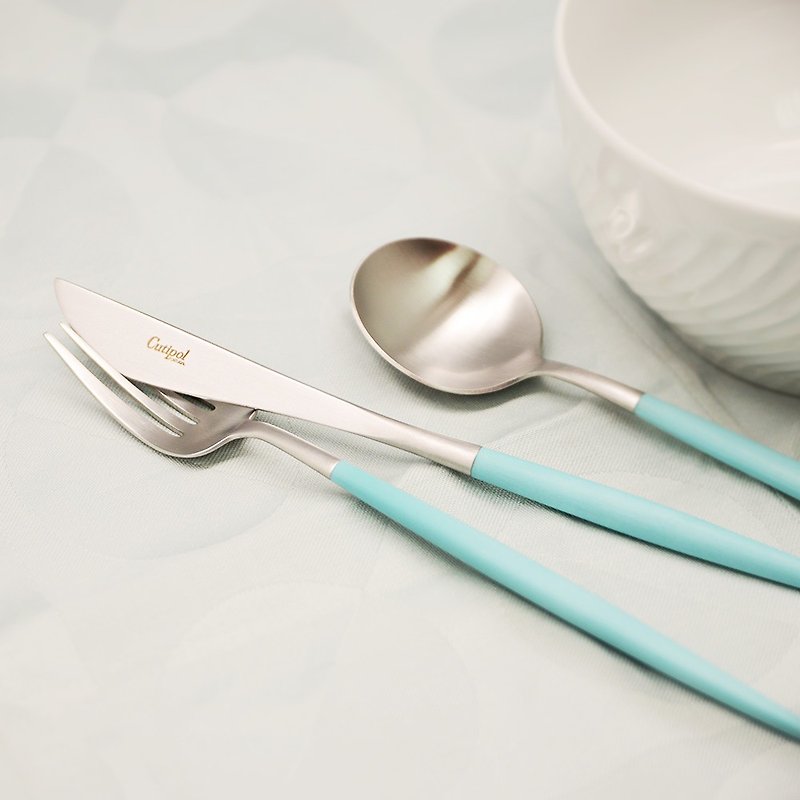 葡萄牙 Cutipol | GOA /  蒂芬妮銀 / 主餐三件組 - 餐具/刀叉湯匙 - 不鏽鋼 藍色