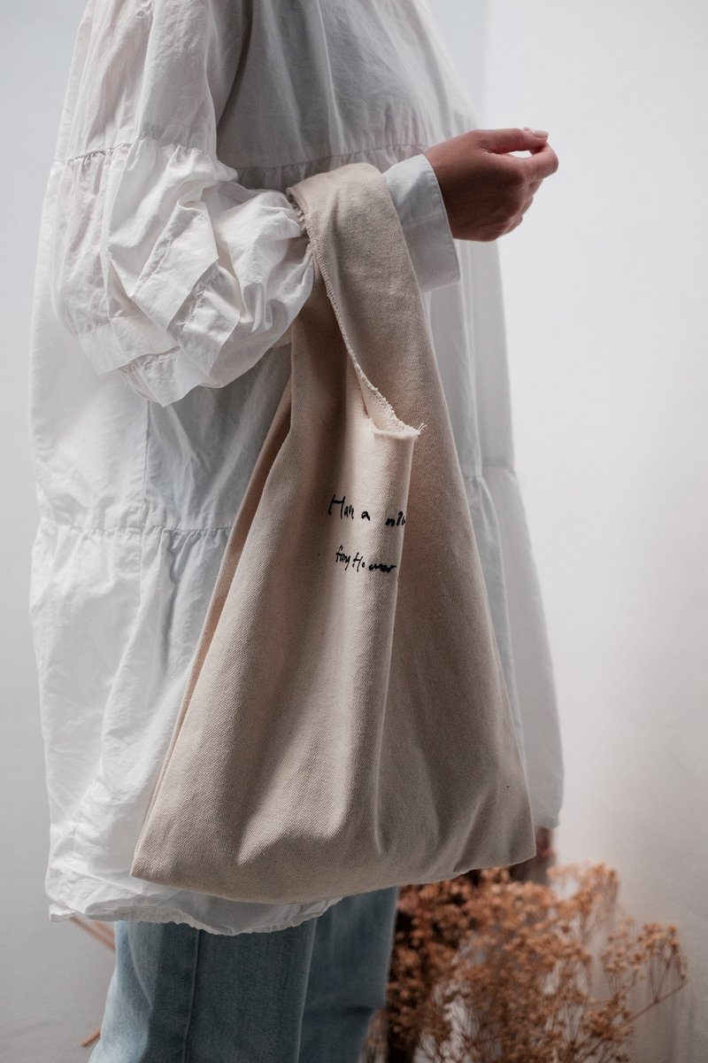 [Daily bag daily bag] Have a nice day canvas bag shopping bag - กระเป๋าถือ - ผ้าฝ้าย/ผ้าลินิน ขาว