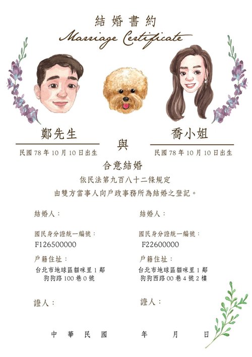 桂桑比插畫 Katsura Xanbi 客製化手繪水彩/結婚書約/可愛大頭小物款