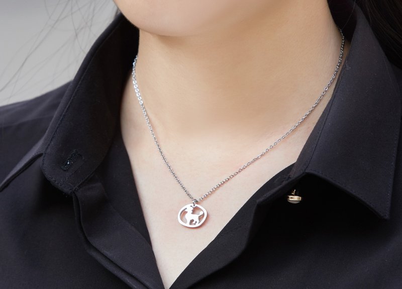 Allergy free - the stamp on my heart necklace - Poodle - สร้อยคอ - สแตนเลส สีเงิน