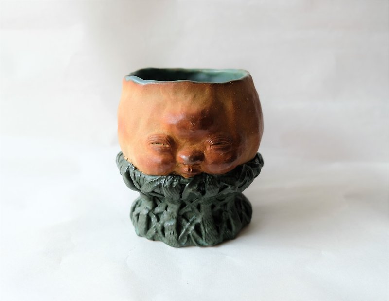 Handmade Pottery Cup-Holly Sweater - แก้วไวน์ - ดินเผา สีเขียว