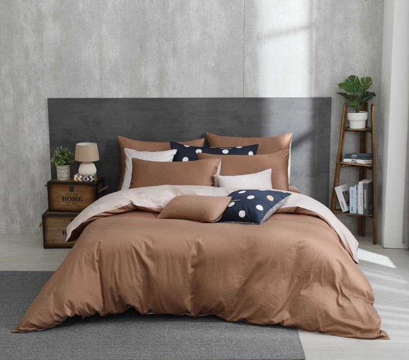 [Enke Home] CLASSIC6 Coffee X Milk Tea Gray Bed Pack Pillowcase Set Bed Pack Quilt Set American Pillow - Bedding - Cotton & Hemp 