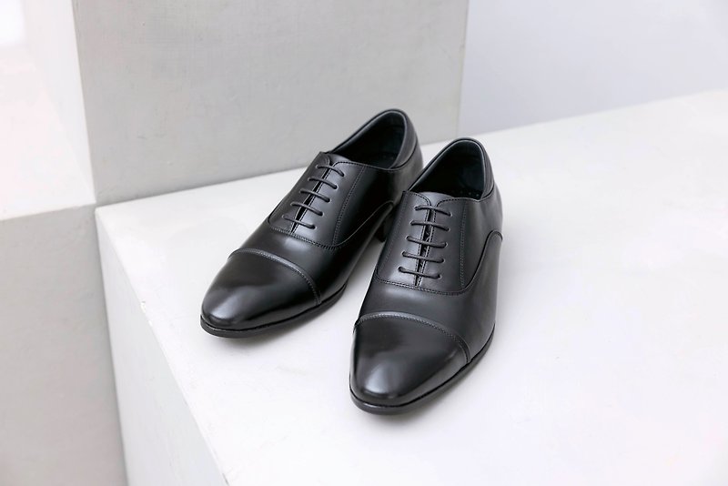 Oxford shoes basic classic black gentleman's shoes business shoes leather shoes men - รองเท้าอ็อกฟอร์ดผู้ชาย - หนังแท้ สีดำ