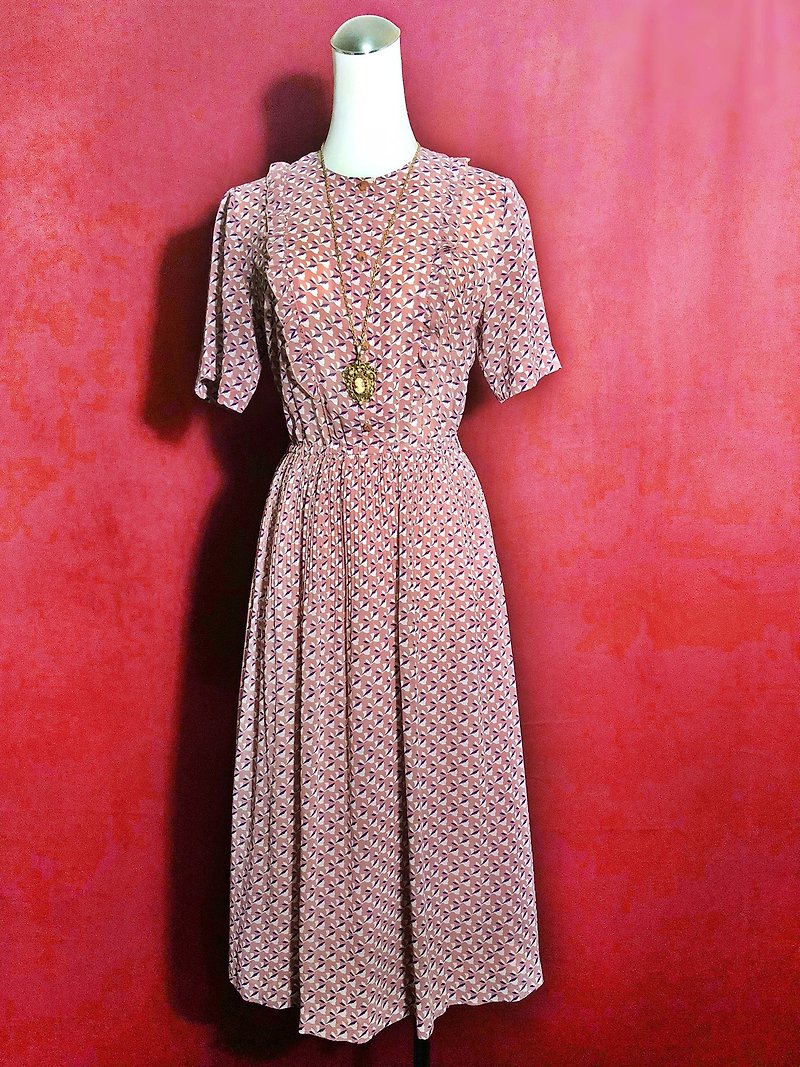 Ruffled totem vintage dress / abroad brought back VINTAGE - ชุดเดรส - เส้นใยสังเคราะห์ สึชมพู