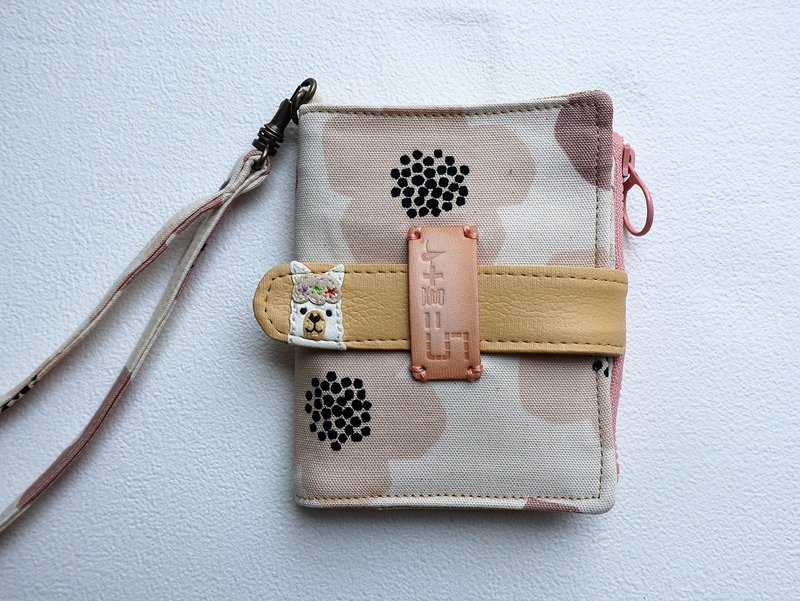 [fabric wallet] Alpaca white cloth short clip/medium short clip - Wallets - Cotton & Hemp White