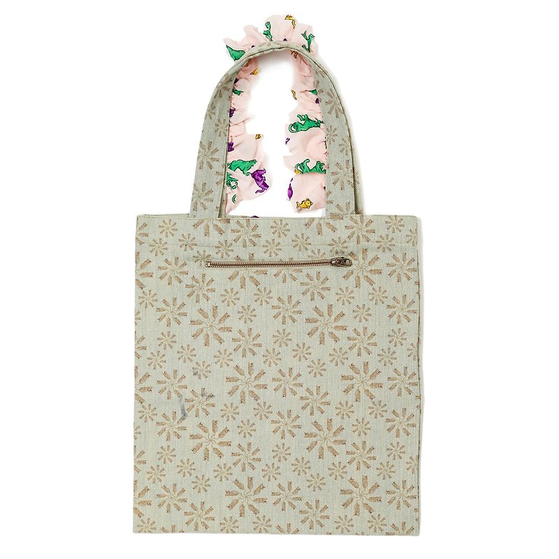 Myogi Floral Frilly Tote - กระเป๋าถือ - กระดาษ สึชมพู