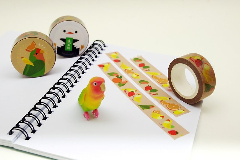 Set of Parrot Washi Masking Tape Postcard《Summer Colorful Fruits》 - มาสกิ้งเทป - กระดาษ หลากหลายสี