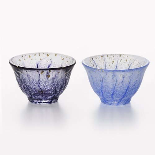 MSA玻璃雕刻 (一對價)70cc【ADERIA】醉紫藤 日本津輕庄内金箔手工玻璃祝杯