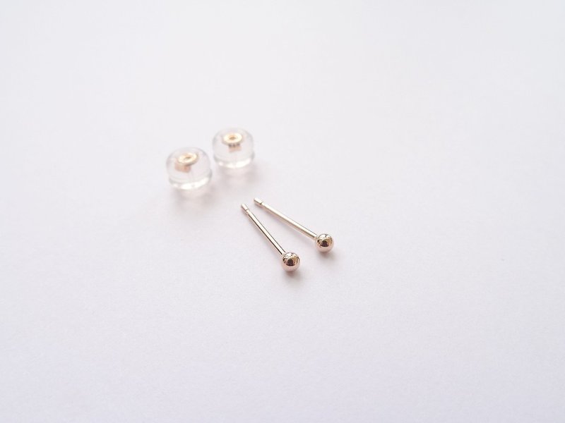 18K Solid Pink Gold Tiny Dot / Ball Stud Earrings - Au750 - Earrings & Clip-ons - Precious Metals Gold