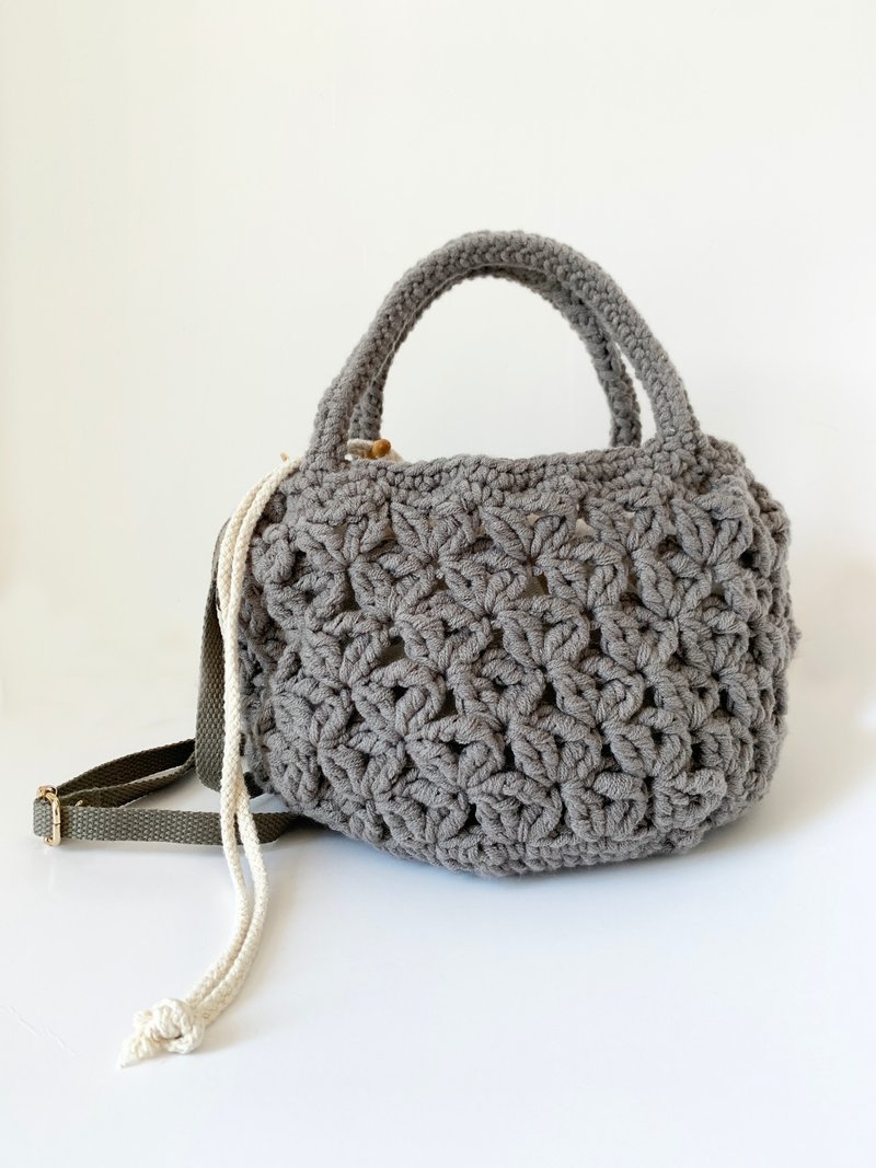 Crochet crossbody bag - Handbags & Totes - Cotton & Hemp Gray