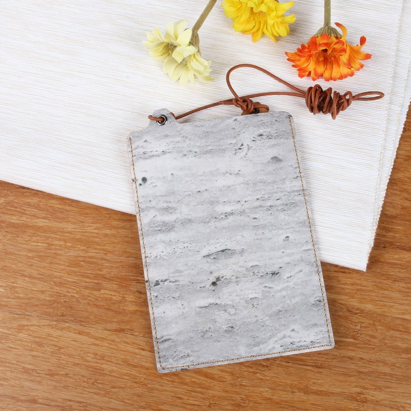 [Stone] grain vegetable tanned leather white marble cell phone pocket - กระเป๋าแมสเซนเจอร์ - หนังแท้ ขาว