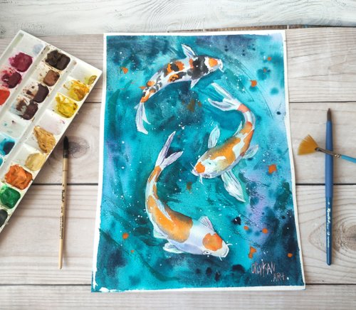 鯉　絵 変わり鯉 ORANGE (Kawarigoi) ~ Koi Collection／Robert N
