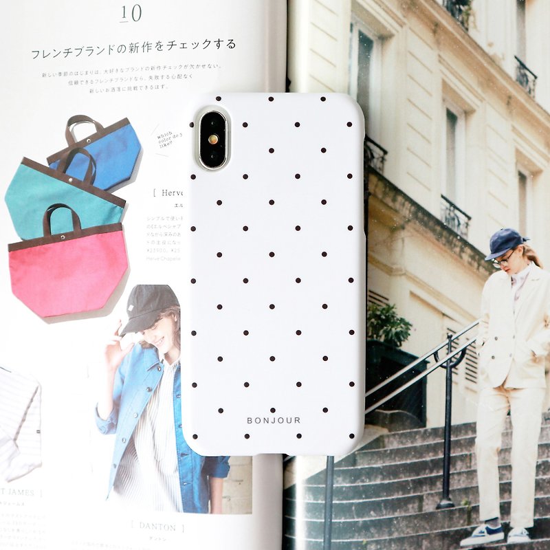 White and black dot phone case - Phone Cases - Other Materials White