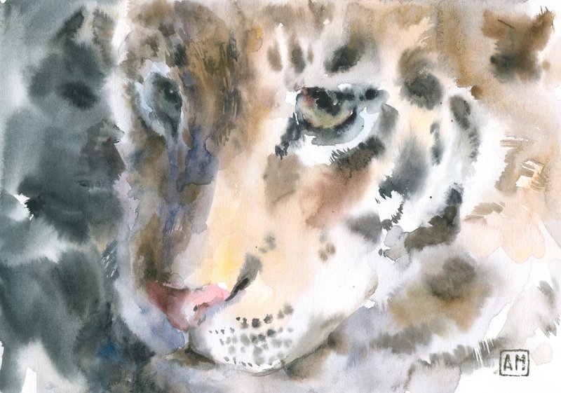 Cute Little tiger artwork hand painted Watercolor painting on paper - 壁貼/牆壁裝飾 - 其他材質 