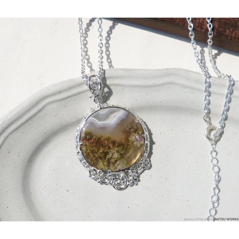 モスアゲート ネックレス / Moss Agate Necklace - 項鍊 - 寶石 咖啡色