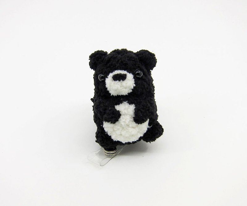 Black Bear/ Bear/Telescopic Ticket Holder/Telescopic Pull Ring - ID & Badge Holders - Other Man-Made Fibers Black