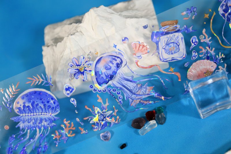 海底 PET 紙膠帶 貝殼光 10米卷 2米卷 - 紙膠帶/和紙/PET - 塑膠 藍色