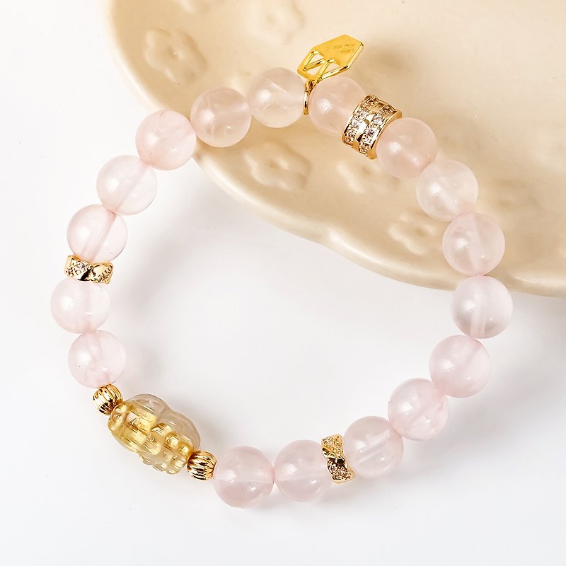 [Exclusive Customization] Diamond, Titanium and Pixiu Crystal Bracelet | Pink - Bracelets - Crystal Pink