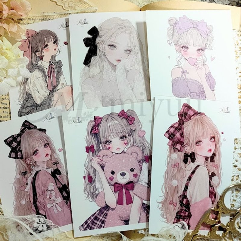ステッカー original sticker  人物ステッカー オリジナルステッカー 女の子ステッカー 装飾ステッカー かわいい - 貼紙 - 紙 藍色