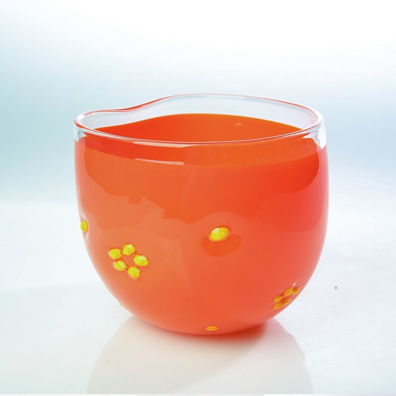 熾熱果露 手作玻璃 純手工吹製 - 花瓶/花器 - 玻璃 紅色