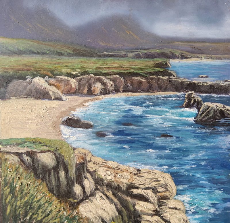 Beach Painting Seascape Original Art Ocean Scene Artwork Garrapata New Zealand - 插畫/繪畫/寫字 - 其他材質 