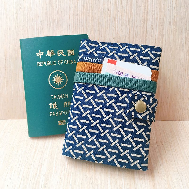 Passport holder (Woven pattern) make to order* - Passport Holders & Cases - Cotton & Hemp Blue