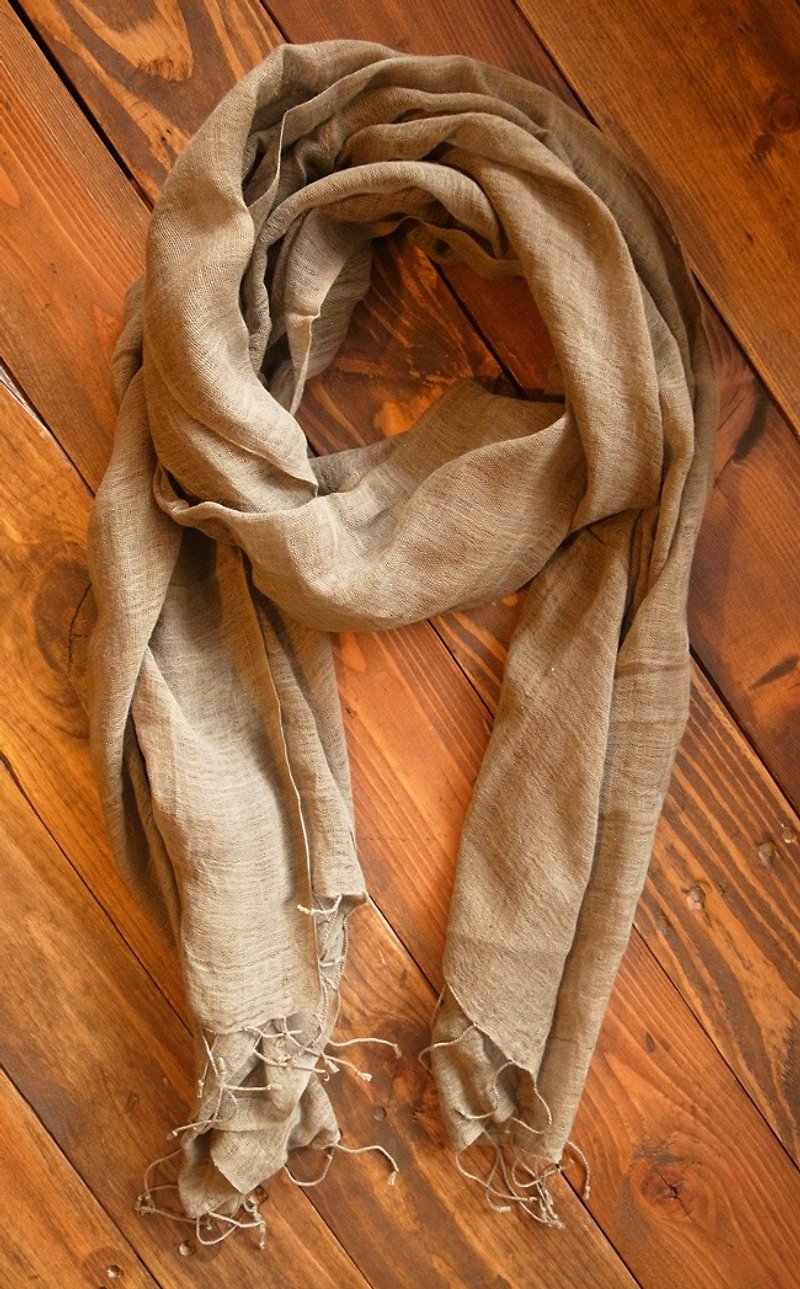 Fair Trade Organic Cotton Hand woven Natual Dye Shawl / Scarf Green - ผ้าพันคอถัก - ผ้าฝ้าย/ผ้าลินิน สีเขียว