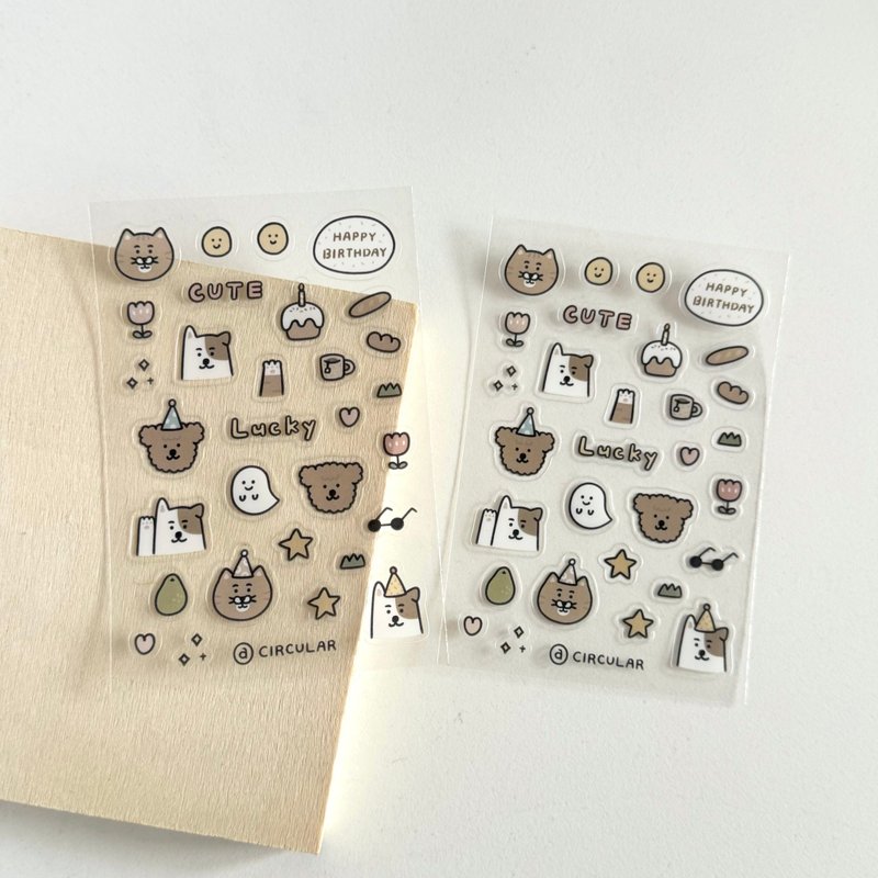 Cats and Dogs-Transparent Waterproof Stickers - สติกเกอร์ - วัสดุกันนำ้ 