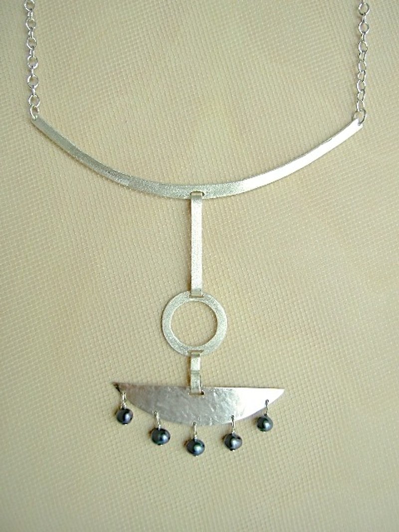 Geometric necklace - สร้อยคอ - เครื่องเพชรพลอย สีเงิน