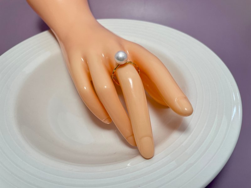 Natural Saltwater Pearl Akoya Sakura Pink S925 Silver Ring - แหวนทั่วไป - ไข่มุก ขาว