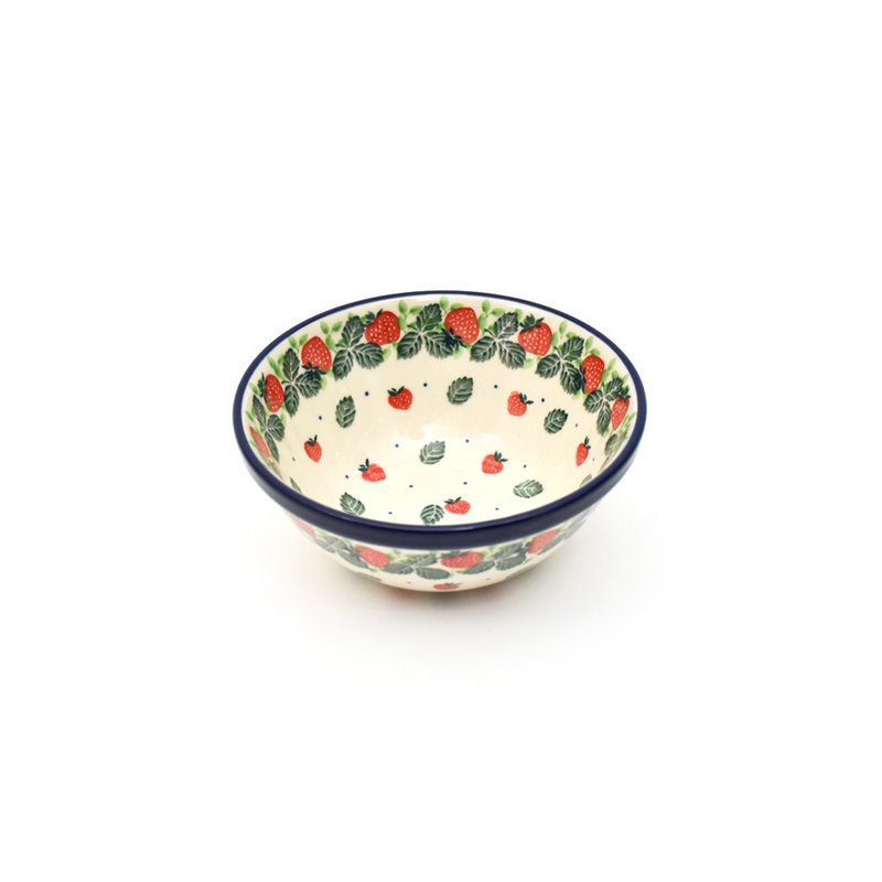 Handmade Polish pottery-small round bowl/rice bowl with strawberry - ถ้วยชาม - ดินเผา 