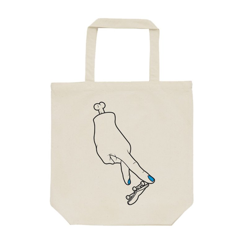 tote bag / Finger Board "Kick flip" - 手提包/手提袋 - 棉．麻 卡其色